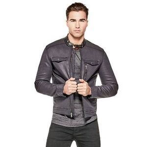 Men's Denim Coated Jacket XL Biker G by GUESS